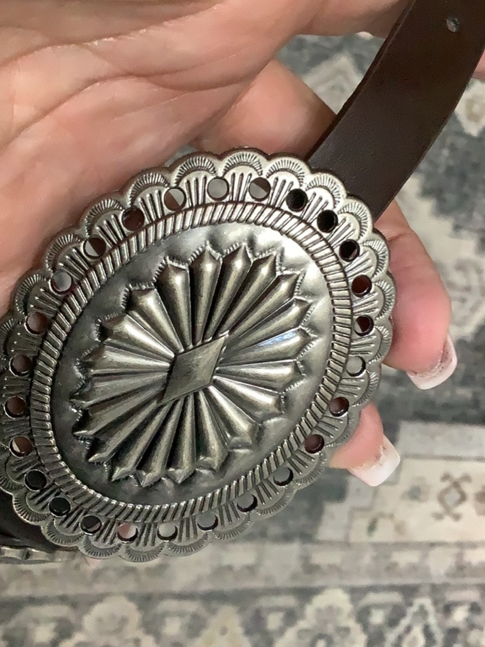 Brown Concho Belt Pu Leather